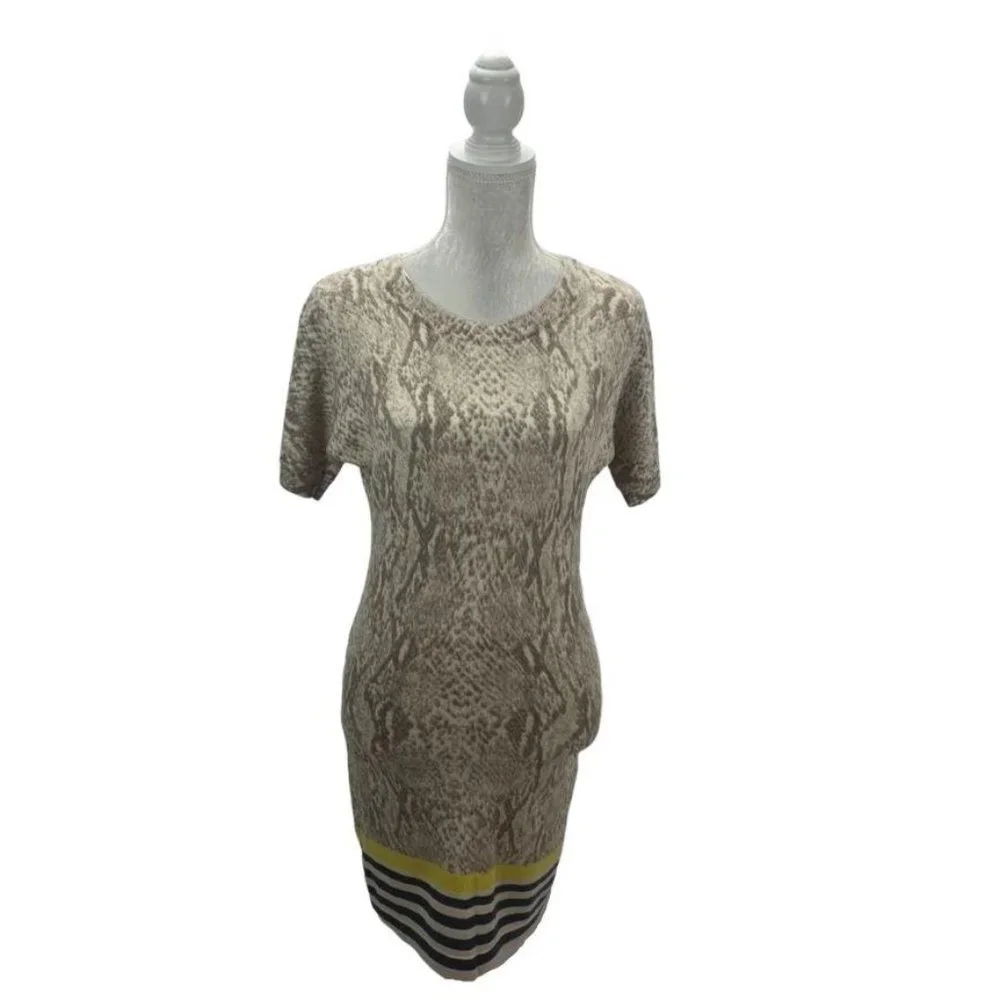 LOFT‎ Bodycon Sweater Dress Merino Wool Snake Print